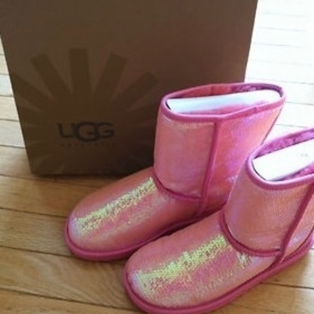 Pink Iridescent sparkle Ugg boots